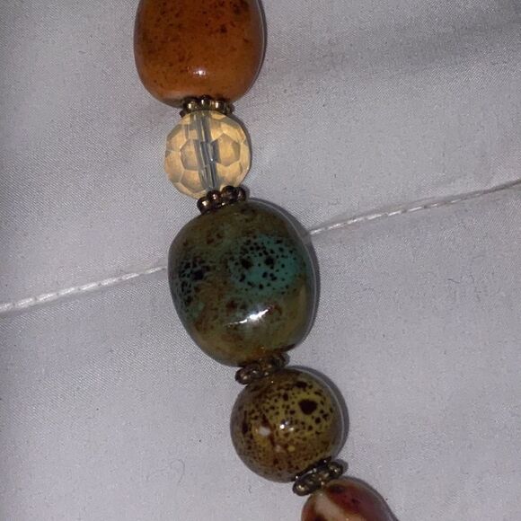 Red Creek Jasper Rounded Earth Tones Unique Pendant Necklace & Earrings Set - Picture 7 of 11